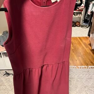 LOFT Sleeveless Burgundy Ribbed Dress